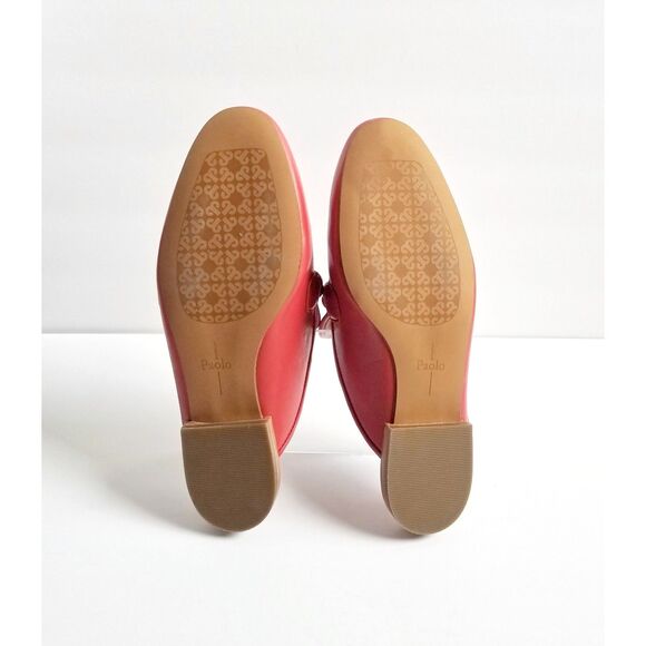 LINEA PAOLO Amy Braided Keeper Mules Red Napa Leather Sz 6.5 Slip On - Picture 10 of 12